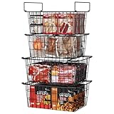 Orgneas Freezer Organizer Bins, 4 Pcs Stacking Chest Freezer Baskets for 7.0 Cu.Ft Deep Freezer Add Space Sort Store Frozen Food, Easy Reach From Bottom Freezer Storage Baskets with Large Capacity