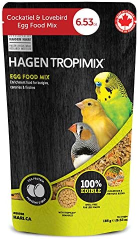 Hari Tropimix Bird Food for Budgies, Canaries and Finches, Hagen Parrot Food with Seeds, Egg, Fruits and Vegetables, Egg Food Mix, 6.53 oz Bag