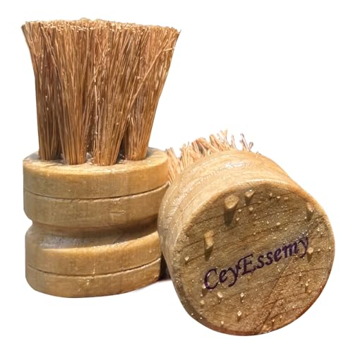 2 Pack Vegetable Brush Dish Scrubber Wooden Dish Brush for Kitchen Natural Coconut Fiber Bristles Champak Wooden Handle Brush for Sink, Dishes, Pans Fruits and Vegetables Cleaning Brush