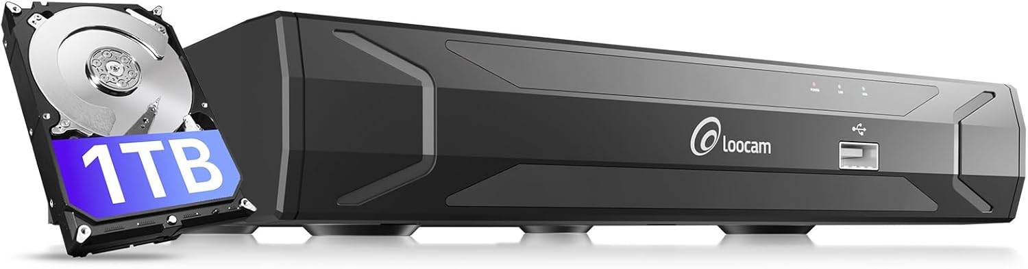 Loocam 8CH 5MP PoE NVR PoE Network Vedio Recorder - Support Up to 8 Wired IP Camera (1080P/3MP/4MP/5MP), Built in 1TB HDD, Compatible Security Camera System for Home, 24/7 Recording, Plug & Play