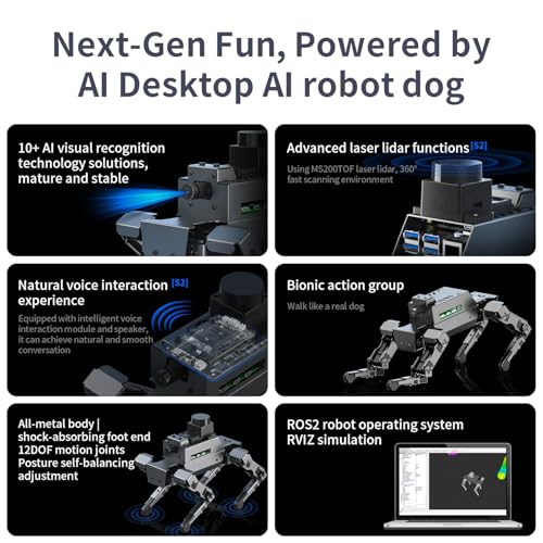 Image of Yahboom ROS2 Robot with RPi 5 Voice Embodied Intelligence OpenCV Programmable Quadruped Robot,for Educational Python Programming,Electronic Engineers