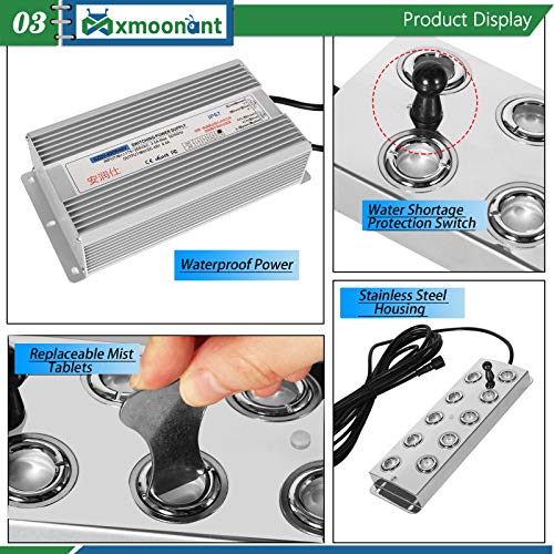 Mxmoonant 10 Head Ultrasonic Mist Maker Fogger 7000mL/H Water Fountain Pond Fog Machine Square Atomizer Air Humidifier for Pond Aquarium Rockery