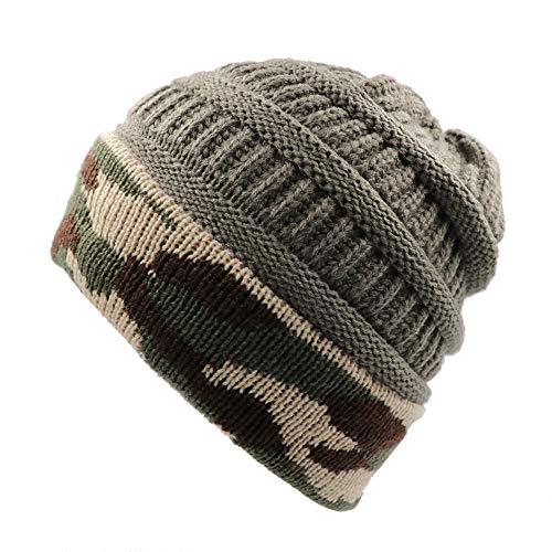 Kingbabe Winter Women Faux Fur Pompom Cuff Beanies Hats Knit Slouchy Ski Skull Camo Baggy Caps Girls Warm Hat #TOP2