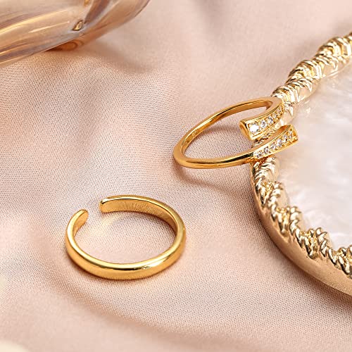 Stainly 14K Gold Fillled Toe Rings For Women Adjustable Open Toe Ring Cubic Zirconia Band Celtic Knot Flower Toe Rings Set Summer Beach Foot Jewelry Band & Cz Teardrop #TOP4