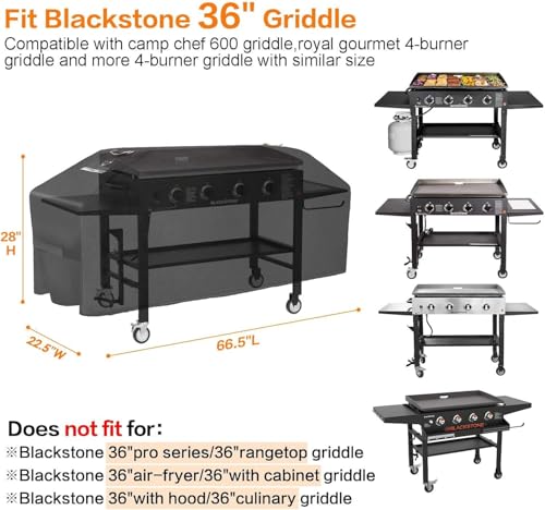 Image of Griddle Cover for Blackstone 36 inch Griddle,Upgraded Rip-Proof&Waterproof 900D Flat Top Grill Cover,Windproof 1528 Grill Cover for Blackstone and More 4-Burner Griddle with Straps and Air Vent