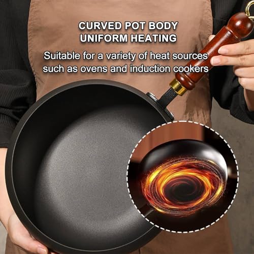 Wok de hierro fundido japonés de 24 cm con tapa y espátula miniatura 6
