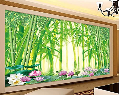Style Européen 3D Belle Forêt De Bambous Verte Photo Peintures Murales Papier Peint Salon Hôtel Luxe Fond Peinture Murale Décor Peler Et Coller Affiches Murales Auto-Adhésif Art Mura 140(L) x70(H) cm