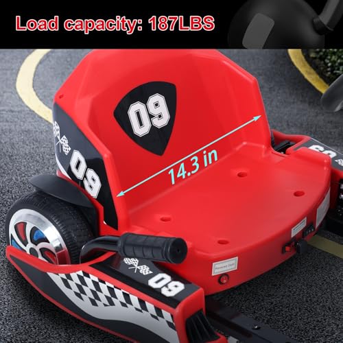 tinysiry Go Kart, 36V Electric Go Karts for Kids, 16 MPH Drift Kart with 3 Speed Options, Adjustable Length Drift Cart Kids\' Electric Vehicles 350W Motor & Drift/Sport Mode for Ages 6+ Red - Thumbnail 6