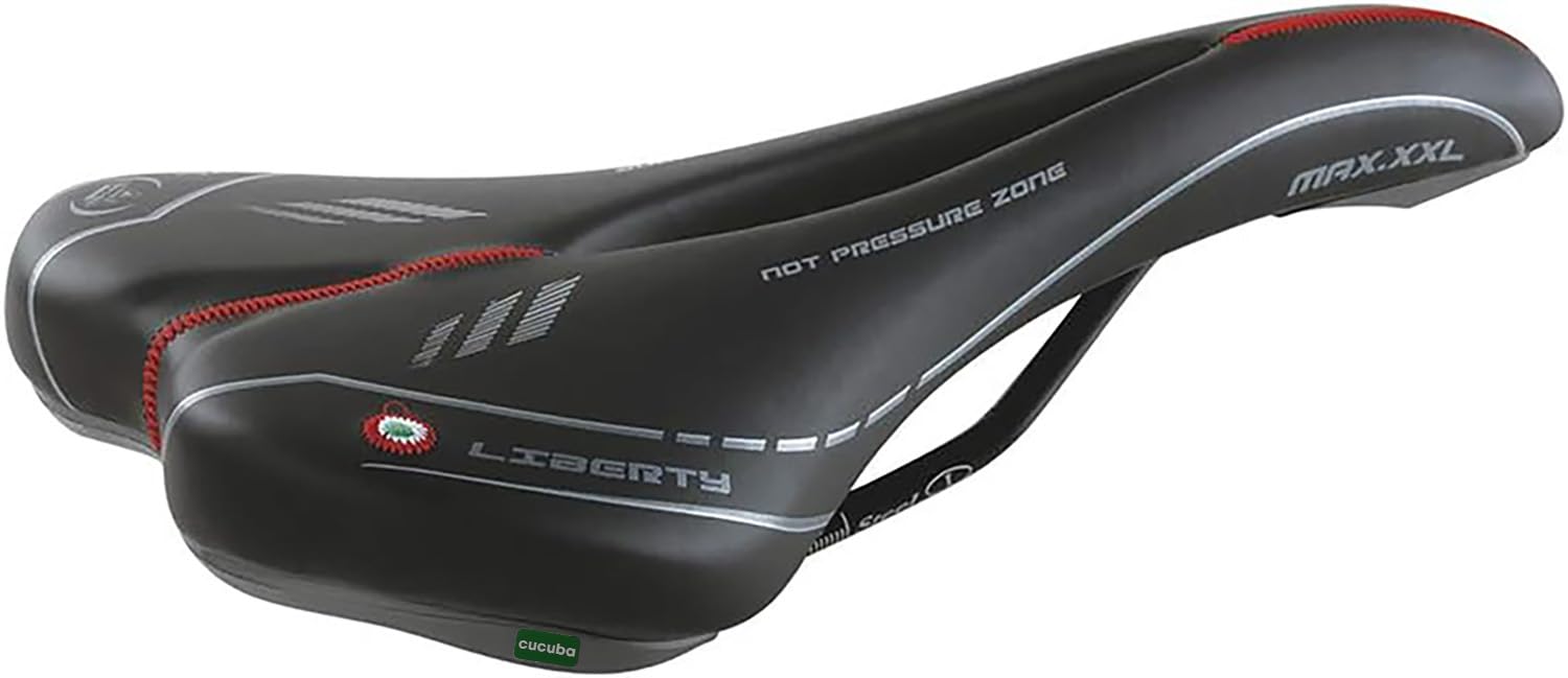 CUCUBA Sella Sellino Montegrappa con Foro Anti-Prostatico per Bici da Corsa Trekking, Cross e MTB in Pelle Sintetica MOD. Maxx Liberty Nero
