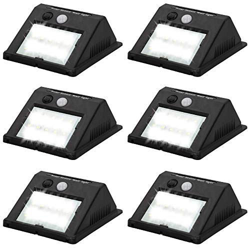 AKTIVE   Pack 6 luces, Apliques solares exterior LED, iluminación exterior solar, impermeable, Luz con sensor de movimiento, , botón ON/OFF, incluye 1 pila recargable
