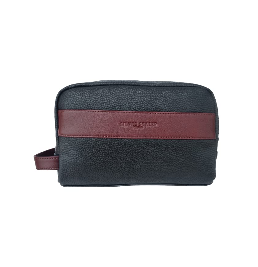 Silver Street London Walter Premium Leather Toiletry Wash Bag for Men, Travel Bag, Makeup Bag, Shaving Bag with Waterproof Lining and Internal Pockets (Oxblood)