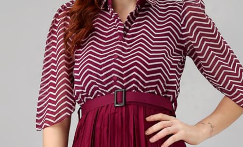 Image of Femvy Women's Crepe Fit and Flare Knee-Length Dress