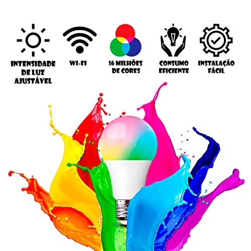 Lâmpada De Led Colorida RGB Com Controle Remoto Bivolt Para Quarto Bulbo Regulável Base Parafuso 16
