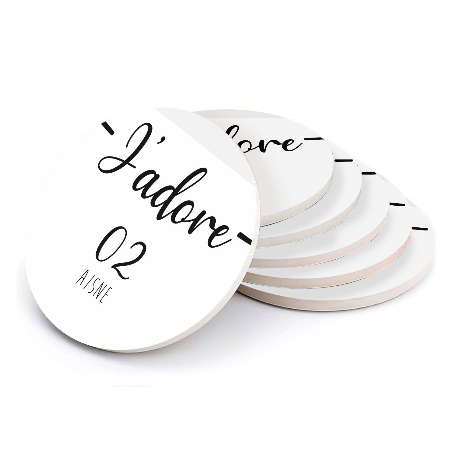 Sous-verres ronds en céramique Aisne 02 France lot de 6 dessous de verre table
