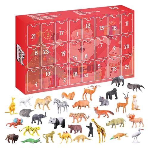 usefulbeauty Calendario de Adviento de Navidad | 24 días de cuenta regresiva animales de Navidad – 32 figuras animales realistas para decoración estacional de interior y estante