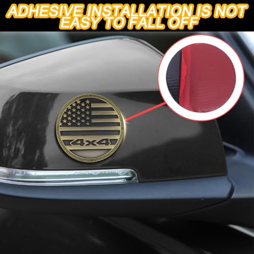 Image of American Flag Badge Car Emblems, 4 x 4 3D Metal Automotive Badge Decals, Round Car Emblem Stickers, Vehicle Exterior Decorative Accessories, Universal for RV, SUV, Truck (Brown)