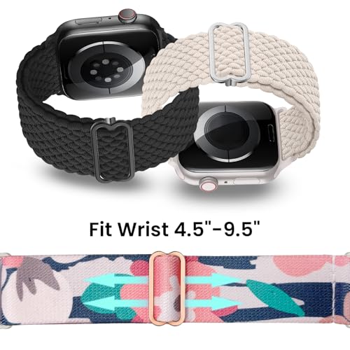 Image of Delidigi Stretchy Bands Compatible for Apple Watch Band Women 40mm 38mm 41mm 42mm 44mm 45mm 46mm 49mm, Nylon Braided Straps for iWatch Series 11 10 9 8 7 6 SE 5 4 3 Ultra 3 2 1