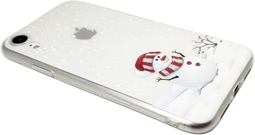 Silicone Case for iPhone XR Christmas, Slim Fit iPhone XR Case Ultra Thin Clear Design Transparent Flexible Cover Xmas Winter Snowman Snowflake Pattern Soft TPU Rubber Protective Case (6.1")