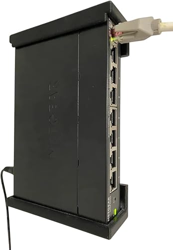 SplashNColor - Soporte de pared para conmutador de red NetGear GS308E, GS308EP, GS308T, soporte de pared ABS y Ethernet, soporte de montaje de