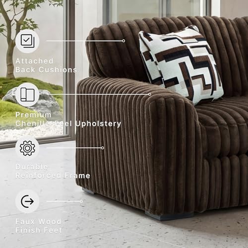 Image of Signature Design by Ashley Midnight-Madness Loveseat with Reversible Cushions, Accent Pillows, Fabric Upholstery, 72 inch W x 41 inch D x 40 inch H, Dark Brown