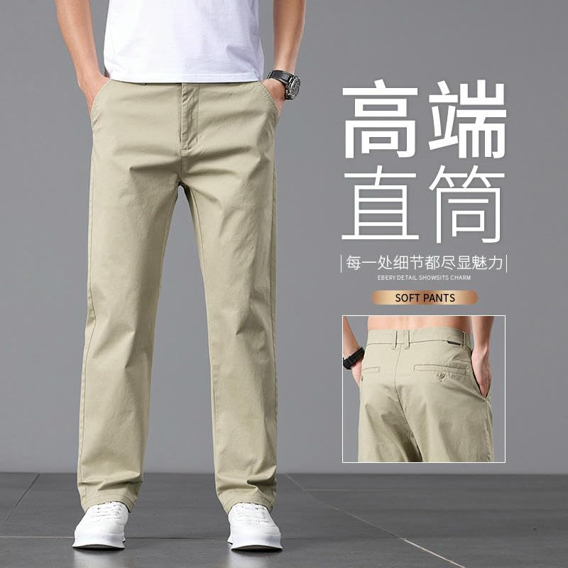 Men's Cotton Loose Straight Simple Versatile Casual Pants3