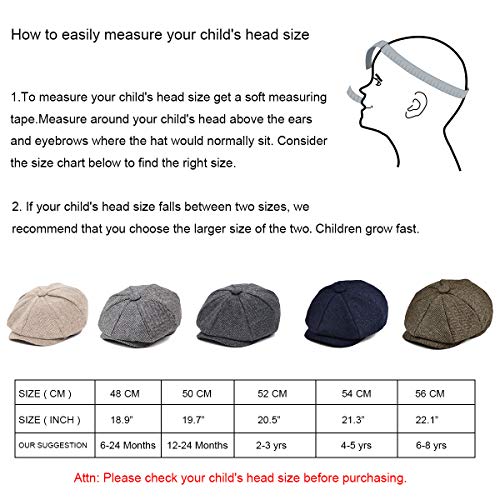 Jangoul Boys Vintage Newsboy Cap Tweed Flat Beret Cabbie Hat For Kids Toddler Pageboy (56Cm(6-8 Years Old), Navy) #TOP6