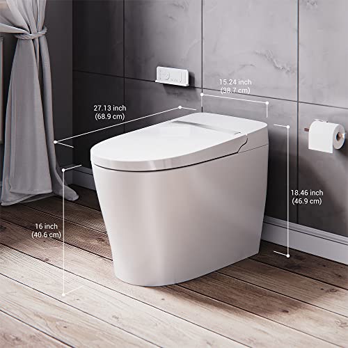 Ellai Smart Toilet With Bidet Function, One-Piece Toilet With Auto-Flush, Warm Water, Air Drying Function, Heated Seat, Led Nightlight, Includes Remote Control … #TOP5