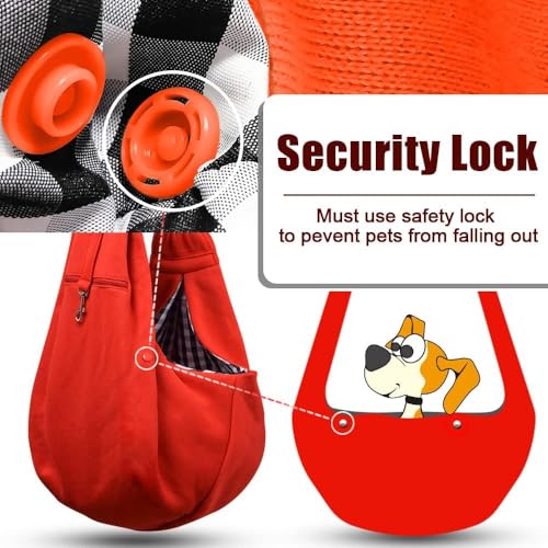 Image of Tomkas Small Dog Cat Sling Carrier Puppy Purse Travel Wrap Soft Crossbody Pet Bag (Red, M - Zip Pocket & Classic Strap)