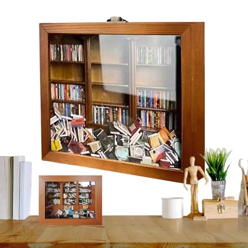 Bookshelf Toy for Adults, Tiny Bookcase with Books, Miniature Shelf Decor, Decorative Miniature Books, Handcrafted Bookcase with Books, Bookshelf Stress Toy for Decor