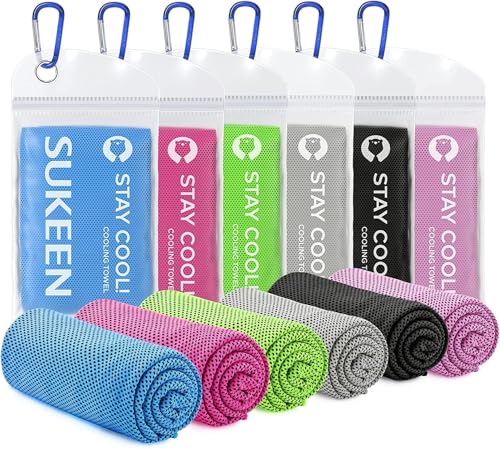 Sukeen Cooling Towels 6 Pack (40'x12') for Neck and Face, Cooling Neck Wraps, Ice Towel for Hot Weather, Soft Breathable Chilly Gym Towels for Work Out, Yoga, Running, Camping & More Activities
