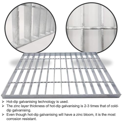 Image of Galvanized Steel Drain Grate, Driveway Channel Cover 20x12 in