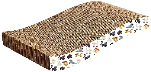 Image of Amazon Basics Cat Scratch Pad with Catnip | Corrugated Cat Scratcher Cardboard for Cats and Kitten for Furniture Protection | Pack of 2| 15 x 7.5 x 3 inch
