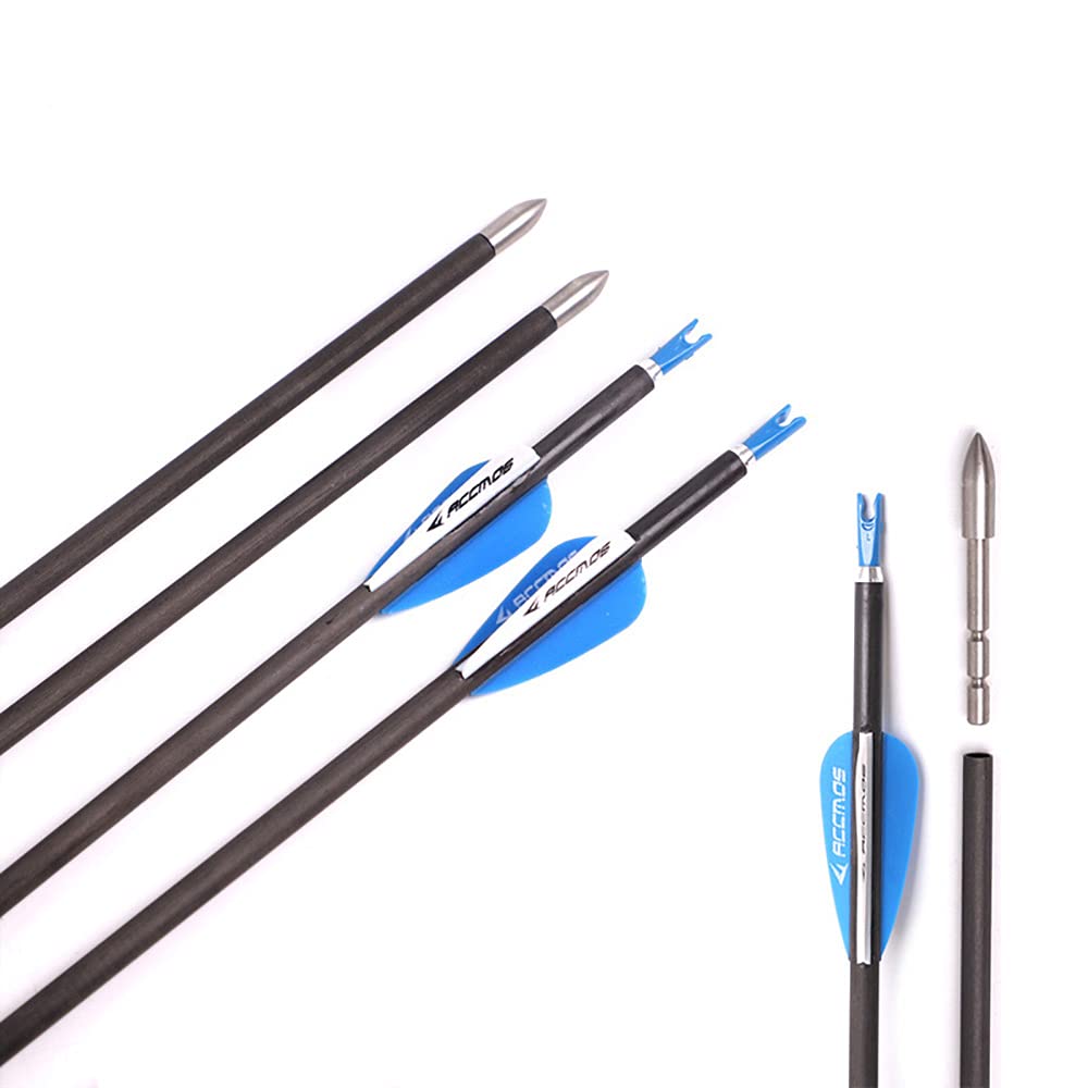 Flèches En Carbone Pour Arc Recurve - 12 Pièces - Diamètre Intérieur 4.2mm (.165") - Spine 400 à 1000 - Longueur 22 à 32 Pouces
