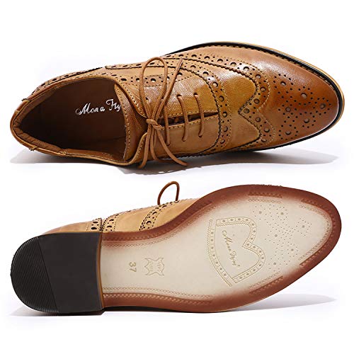 Image of Mona flying Women's Leather Perforated Lace-up Oxford Brogue Wingtip Shoes