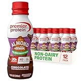 Premier Protein Non-Dairy Plant Based Almondmilk Protein Shake, Chocolate, 20g Protein, 5g Sugar, 11.5 Fl oz, 12 Count