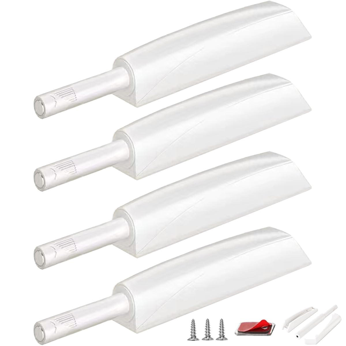 Push to Open Door Latch Cabinet Hardware CBRIVE 4 Pack Magnetic Push Latches &amp; Lock for Push Release Drawer Pull Tip on Touch Locking Strong Pop Out, White