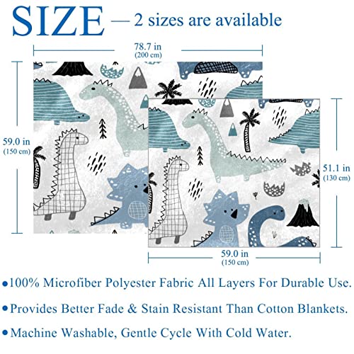 Couverture polaire dinosaure 150x200 cm en microfibre pour lit et canapé