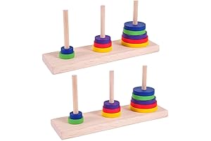 2pcs Hanoi Tower Puzzle, Wooden Puzzle Toy Game