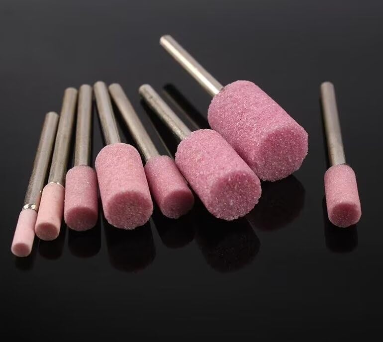 100 Stück Schleifscheiben Roter Korund 3 mm Schaft Zylindrische Form Schleifen Rotary Bohrer Schleifmittel für Metallbearbeitung Holzarbeiten