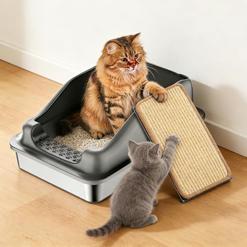 Arenero para gato de acero inoxidable tamaño mediano miniatura 7