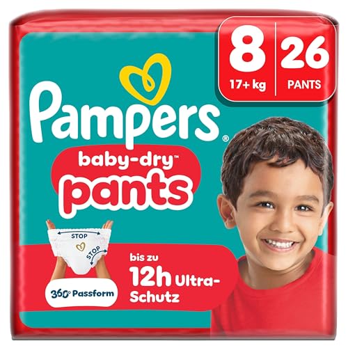 Pampers Baby-Dry Pants Größe 8 26 Stück 17kg+ 360 auslaufsichere Passform für Tag und Nacht