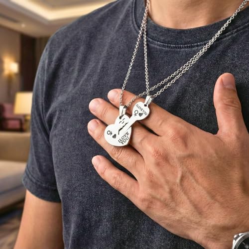 Image of THE MEN THING KEY TO MY HEART - Pure Titanium Steel Pendant with 23inch Round Rolo Chain for Men & Boys
