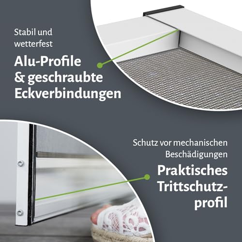 empasa Insektenschutz Fliegengitter Tür Alurahmen MASTER SLIM PLUS, individuell zuschneidbar, als Selbstbausatz, Farbe: weiß, Größe: 120 x 240 cm