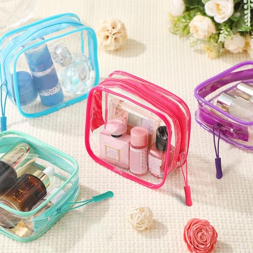 12 Pcs Clear Cosmetic Makeup Bags with Zipper Tsa Approved Toiletry Bag for Travel Transparent PVC Waterproof Carry Pouches with Zipper Organizer Case for Men and Women(Vivid Color)2