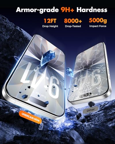 Image of UNBREAKcable for iPhone 17 Screen Protector [Quick-Installation Box] 3-Pack 9H+ Hardness Shatterproof Tempered Glass [99.99% HD Clear] [Case Friendly] [Bubble Free] for iPhone 17 6.3 inch