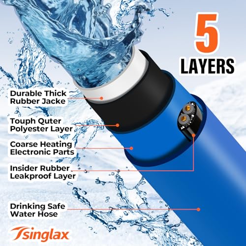 Image of 15FT 30FT Heated Water Hose for Rv,-45 ℉ Antifreeze Heated Drinking Garden Water Hose,Lead-Free & BPA-Free, Rv Freshwater Hoses with Fittings, Rv Accessories