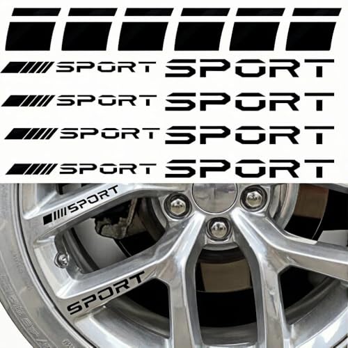 Image of Pin Car Decal Stickers,Wheel Rim Decal Sticker,Sport Stickers(Black,14PCS) | Reflective Stickers,Sport Emblem Car Rear Bumper Sticker,Rear Mirror Decals for All Vehicles