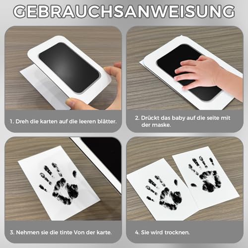 CNMTCCO Pfotenabdruck Set Hund, 4 Stück Fußabdruck Baby, Berührungsloses Baby Abdruckset, Baby Erstausstattung Neugeborene