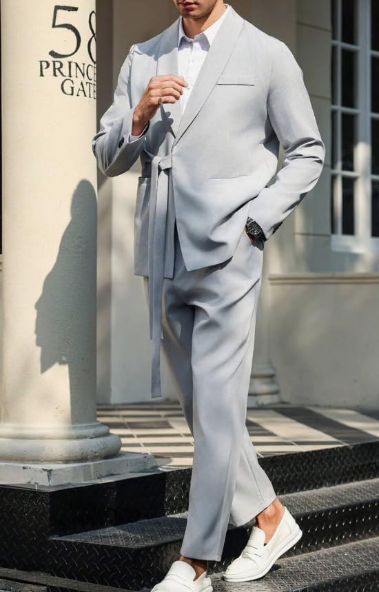 ORBITRAY Mens Suit 2 Piece Shawl Lapel Fit Suit for Men Formal Business Suit Wedding Groom Prom Tuxedo Dinner Party OB032