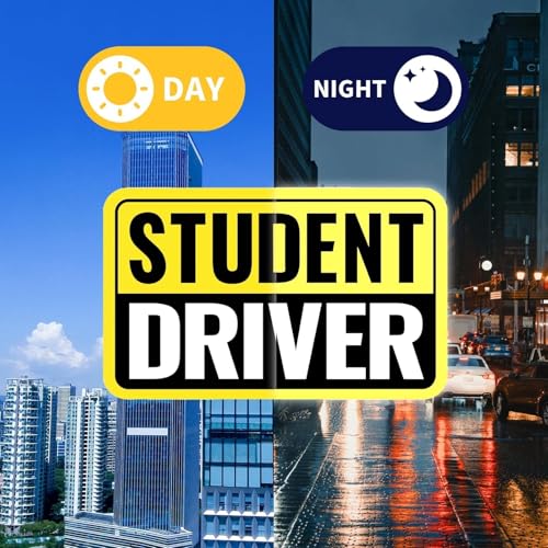 Image of 2 Pack Student Driver Magnet & New Driver Car Magnet - Removable Reflective Stickers No Residue, Automotive Safety Stickers, Magnetic Decal (Yellow /Black-Student)